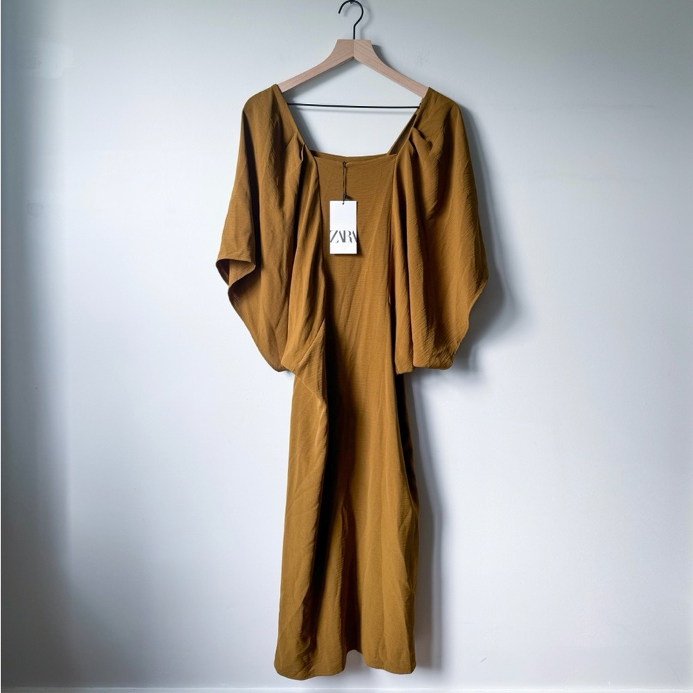 Zara NWT Mustard Midi Dress